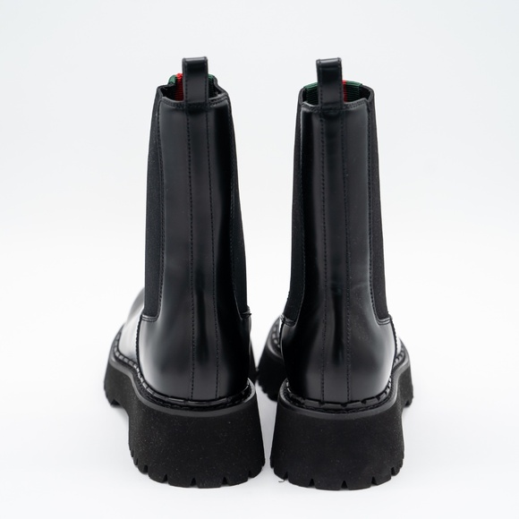 size 39.5G 9.5 US Gucci Chelsea Web Black Calf Leather Boots - Picture 4 of 10